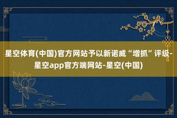 星空体育(中国)官方网站予以新诺威“增抓”评级-星空app官方端网站-星空(中国)