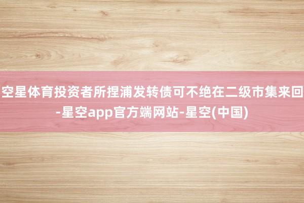 空星体育投资者所捏浦发转债可不绝在二级市集来回-星空app官方端网站-星空(中国)